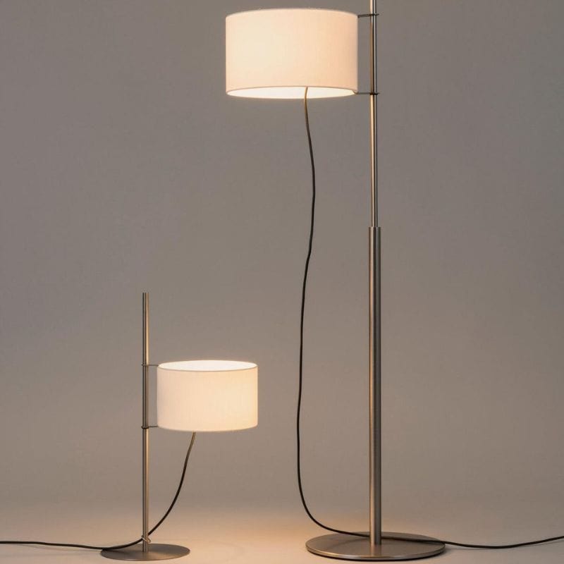 Modern Minimalist Floor Lamp with Retro Fabric Shade Norenza
