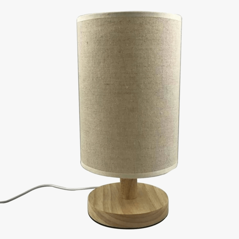 Modern Minimalist LED Desk Lamp with Fabric and Wood USB Beige Norenza