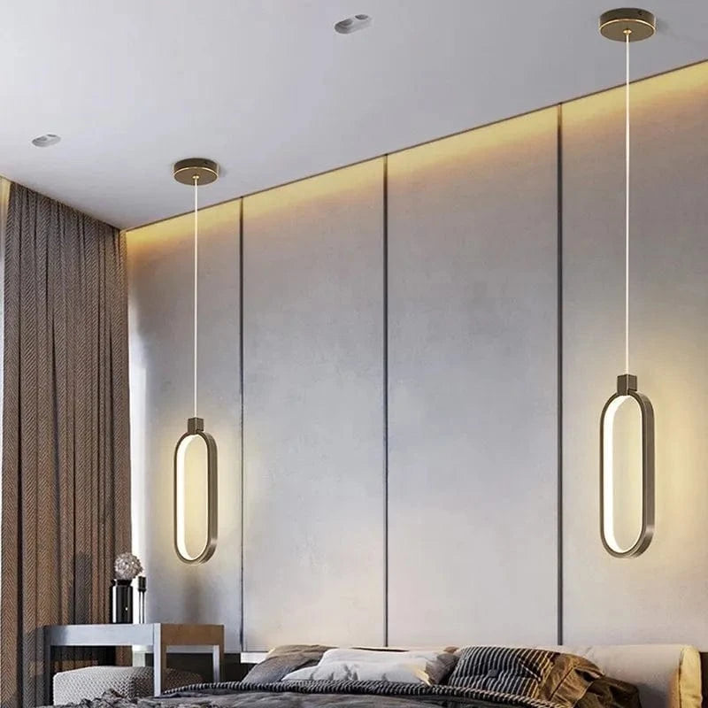 Modern Minimalist LED Pendant Light Chandelier for Bedroom, Restaurant, Living Room - Gold and Black Hanging Fixture Norenza