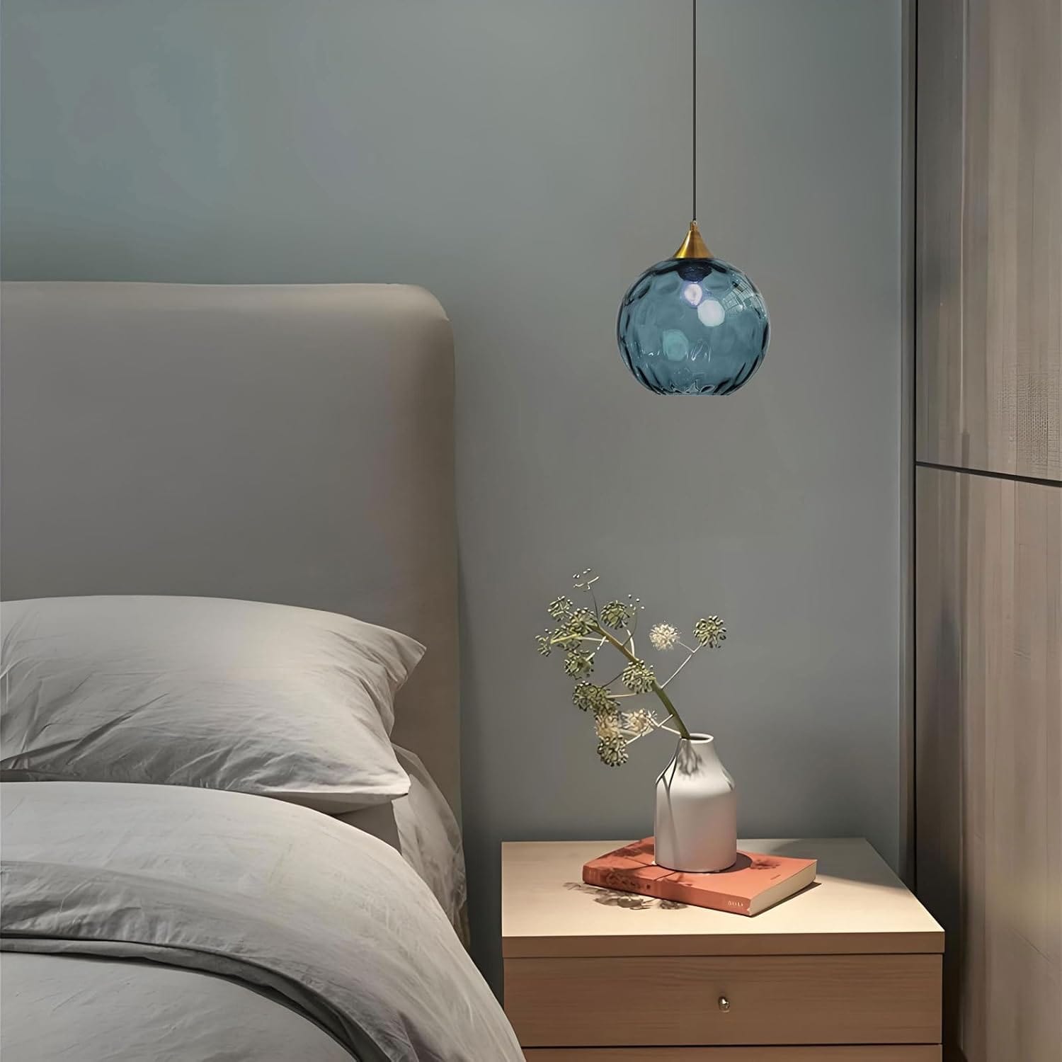 Modern Nordic Colored Glass Water Grain Pendant Light Norenza