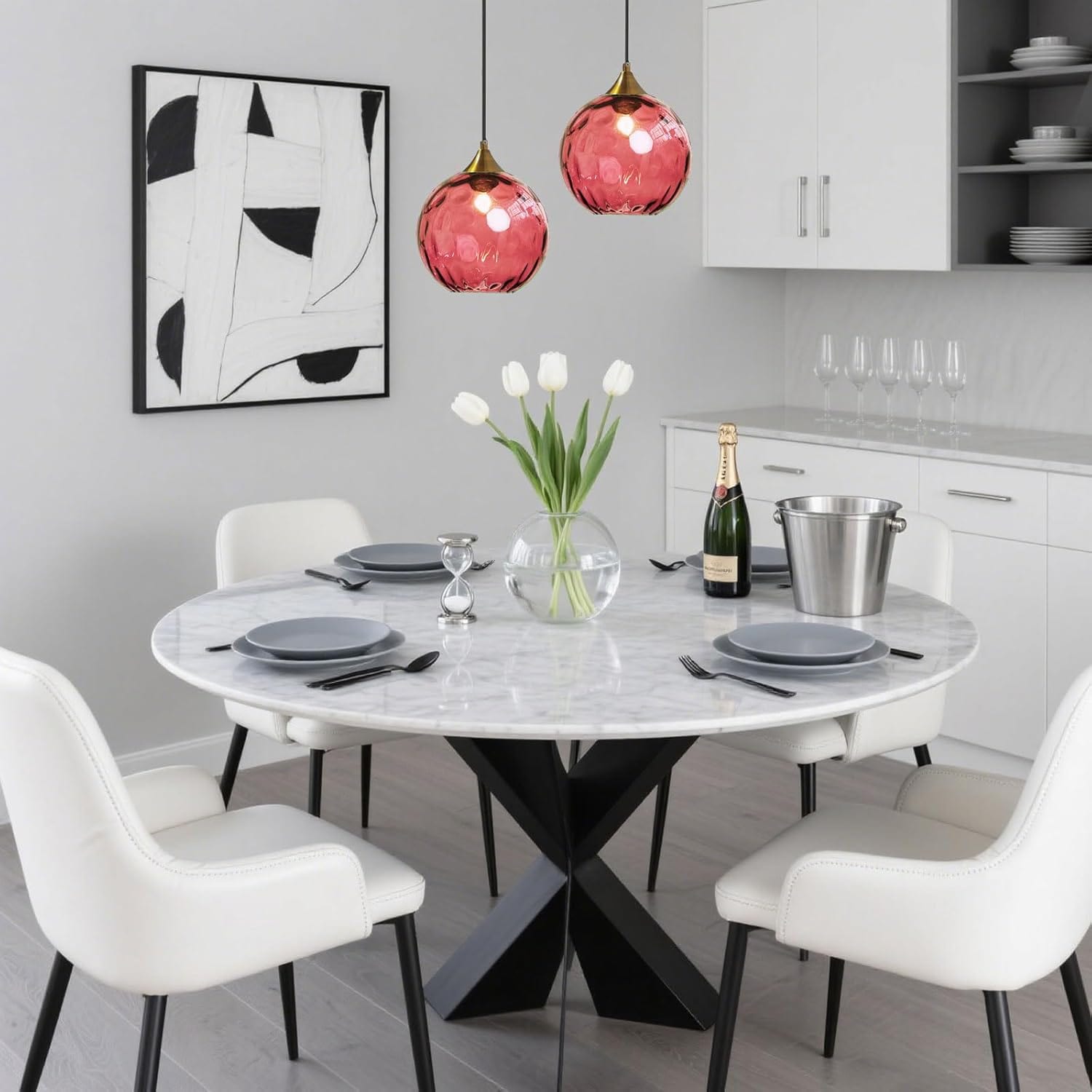 Modern Nordic Colored Glass Water Grain Pendant Light Norenza