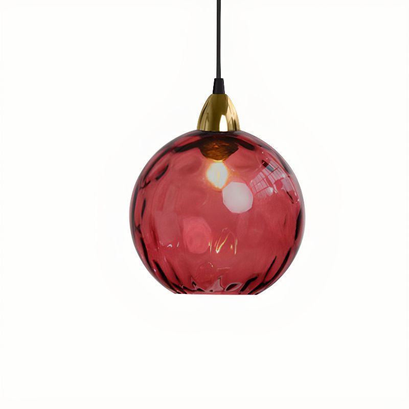 Modern Nordic Colored Glass Water Grain Pendant Light Red Norenza
