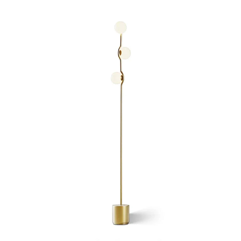 Modern Nordic Design Three-Head White Glass Floor Lamp Gold Norenza