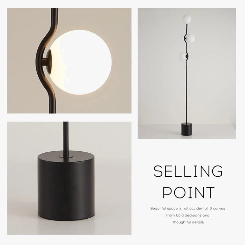 Modern Nordic Design Three-Head White Glass Floor Lamp Norenza