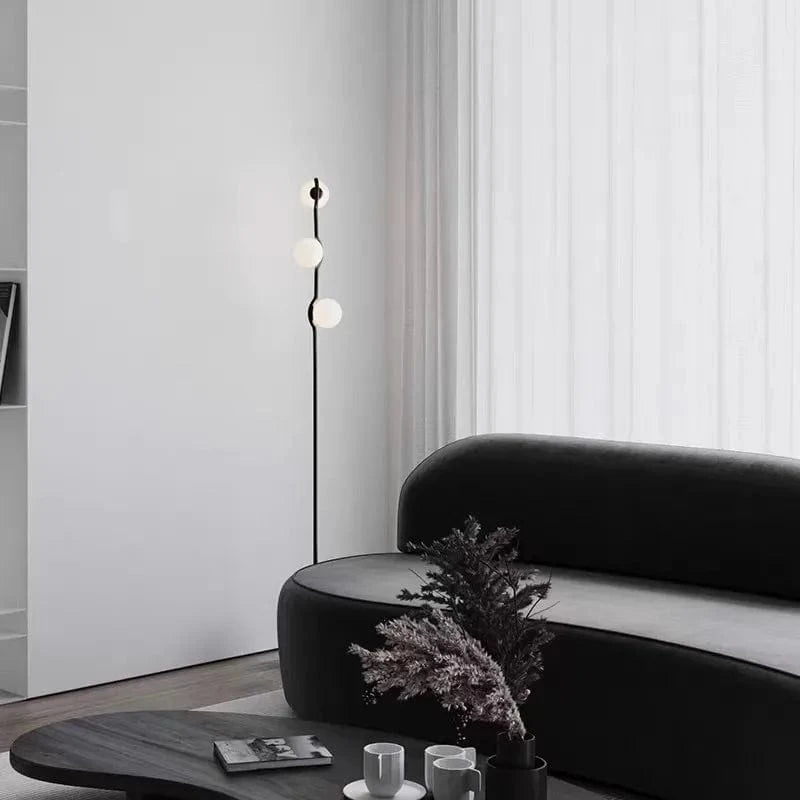Modern Nordic Design Three-Head White Glass Floor Lamp Norenza
