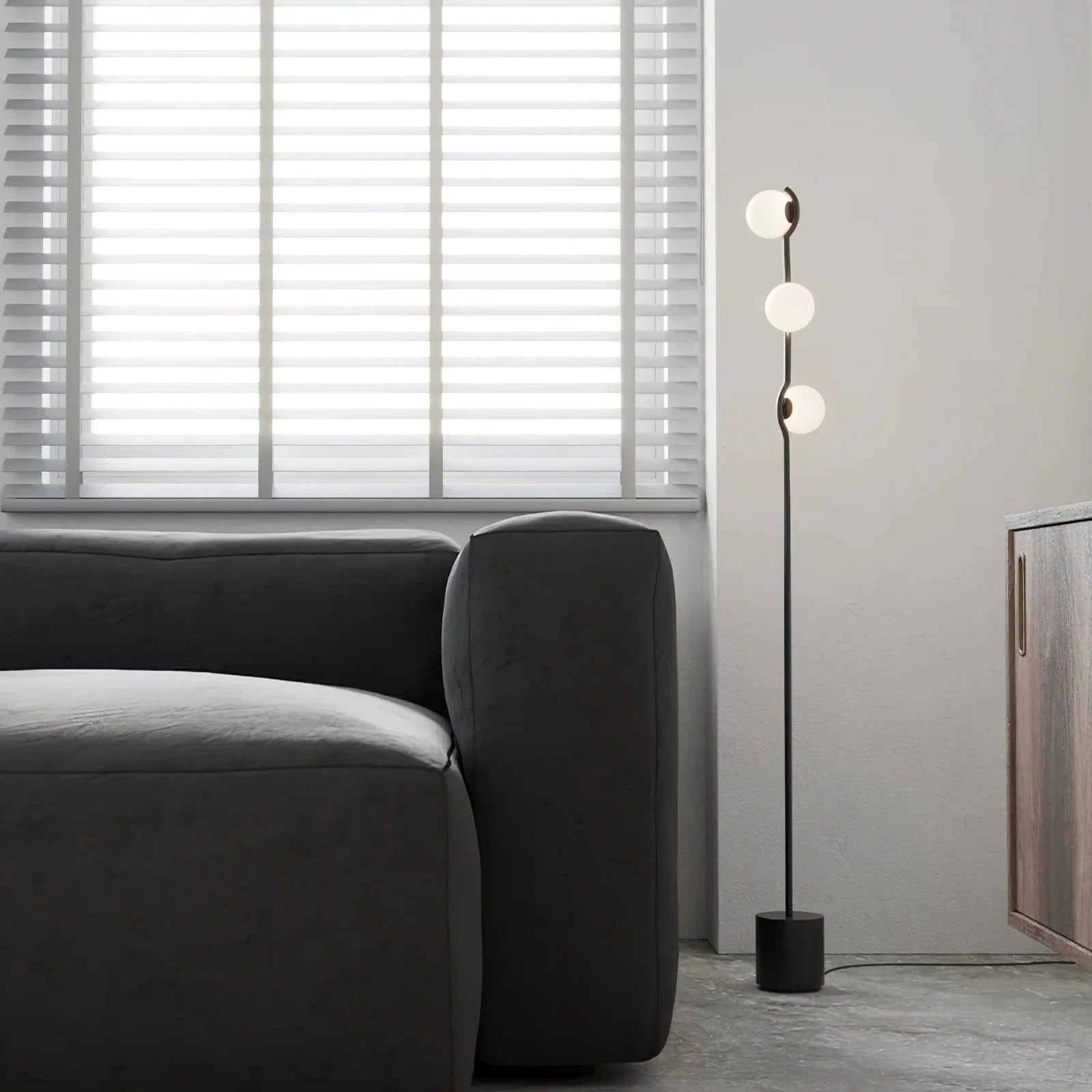 Modern Nordic Design Three-Head White Glass Floor Lamp Norenza