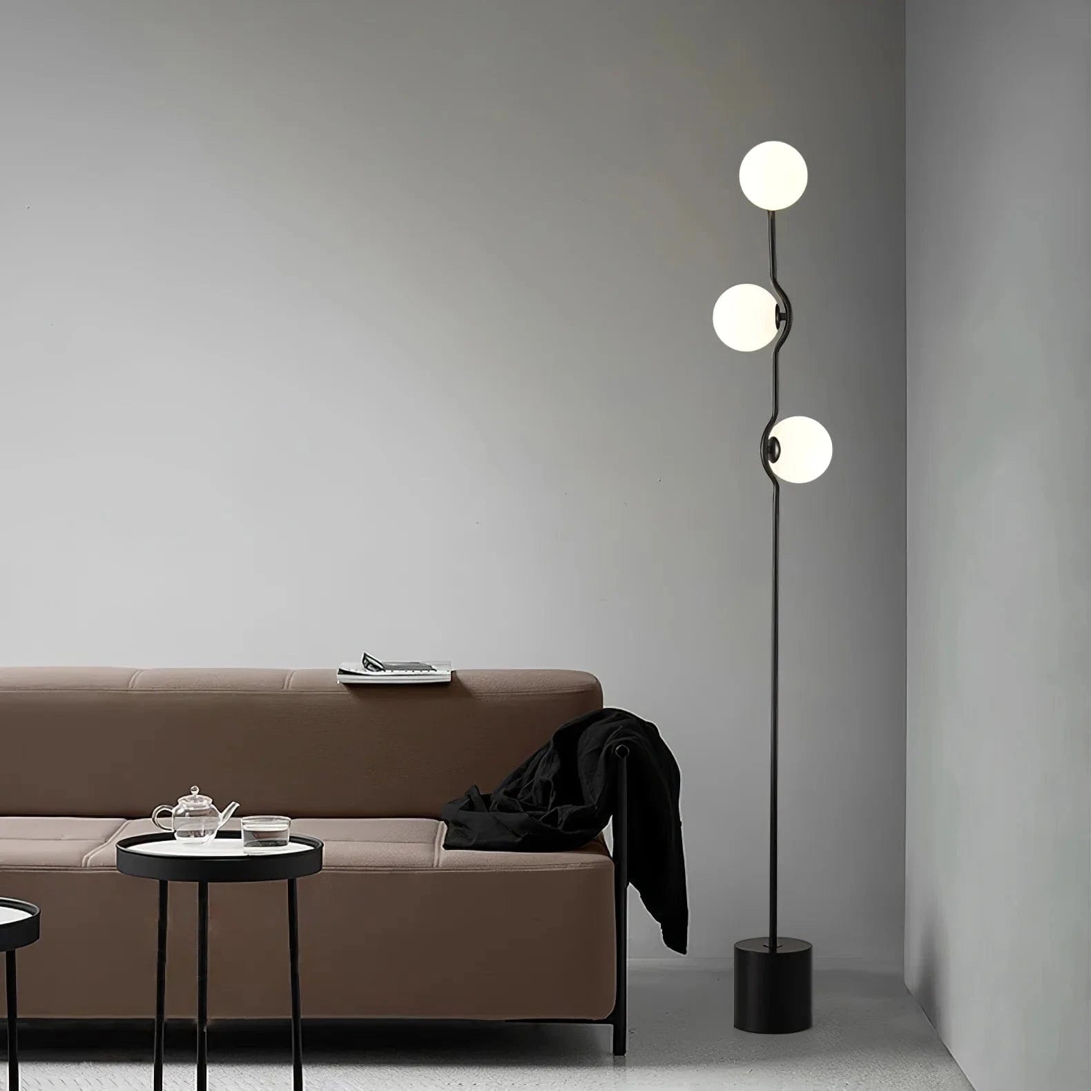 Modern Nordic Design Three-Head White Glass Floor Lamp Norenza