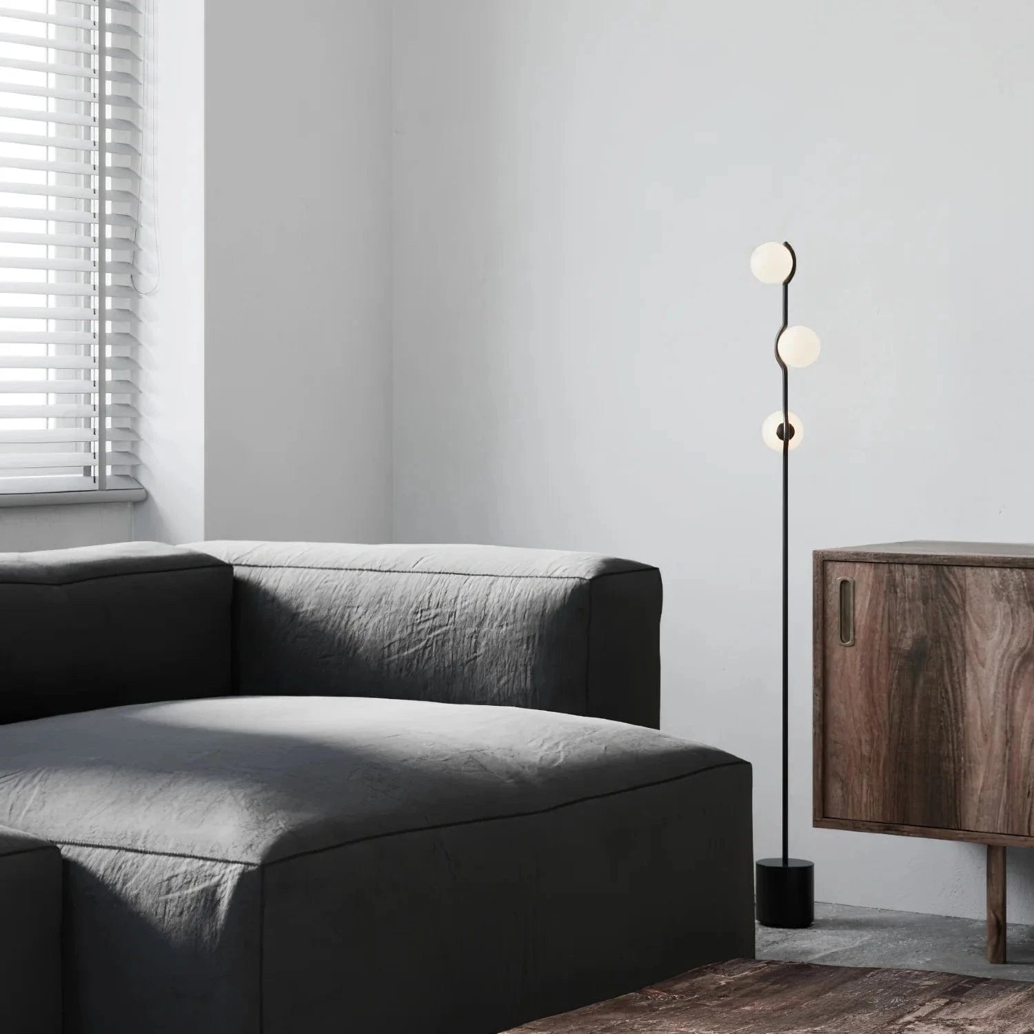 Modern Nordic Design Three-Head White Glass Floor Lamp Norenza