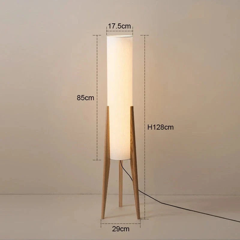 Modern Nordic Solid Wood Floor Lamp with Fabric Shade for Living Room, Bedroom, and Restaurant Décor Natural Wood Norenza
