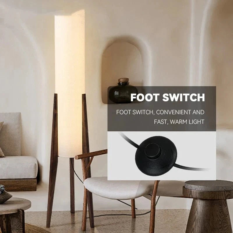 Modern Nordic Solid Wood Floor Lamp with Fabric Shade for Living Room, Bedroom, and Restaurant Décor Norenza