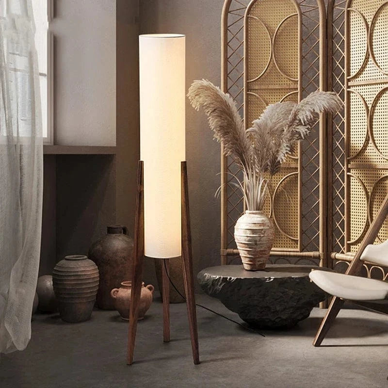 Modern Nordic Solid Wood Floor Lamp with Fabric Shade for Living Room, Bedroom, and Restaurant Décor Norenza