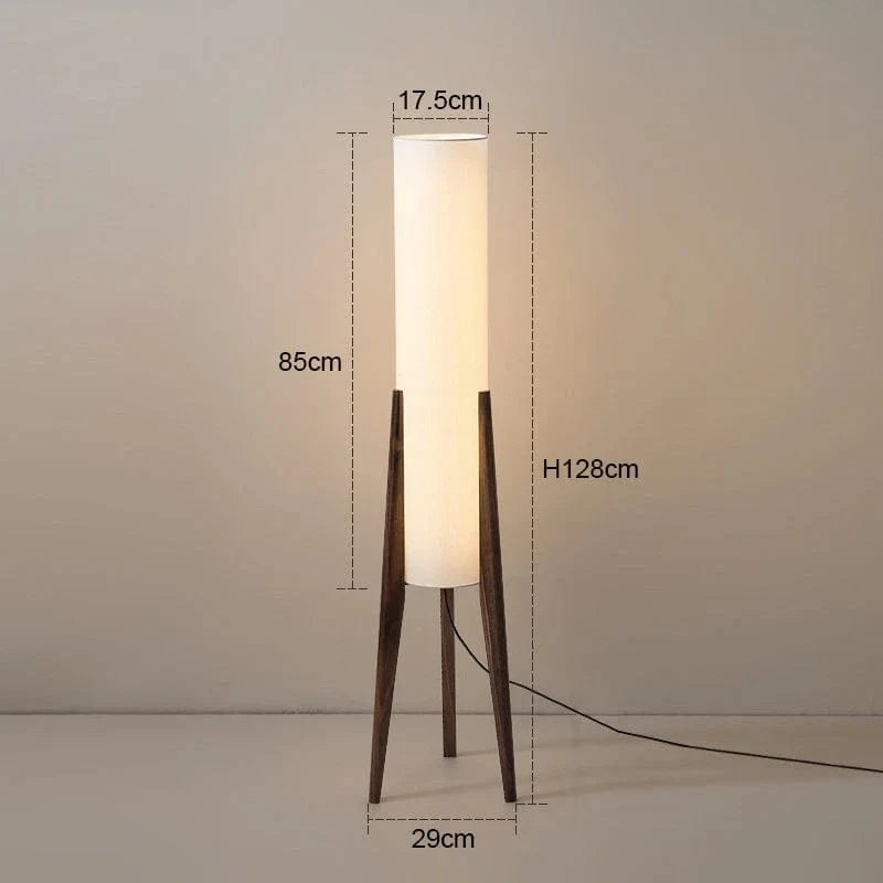 Modern Nordic Solid Wood Floor Lamp with Fabric Shade for Living Room, Bedroom, and Restaurant Décor Walnut Norenza