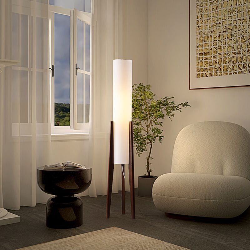 Modern Nordic Solid Wood Floor Lamp with Fabric Shade Norenza