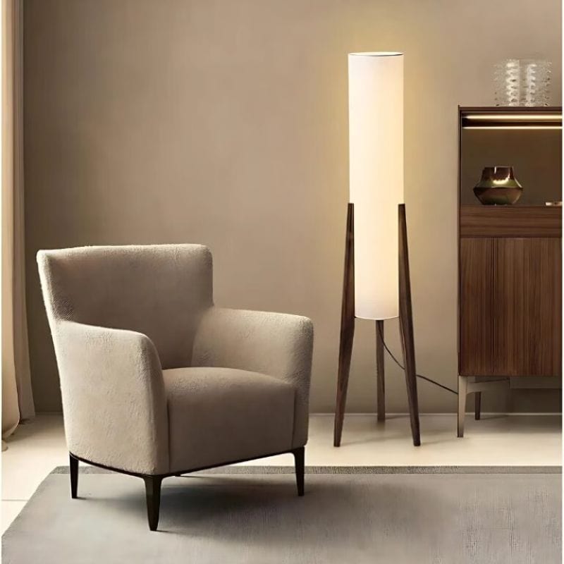 Modern Nordic Solid Wood Floor Lamp with Fabric Shade Norenza