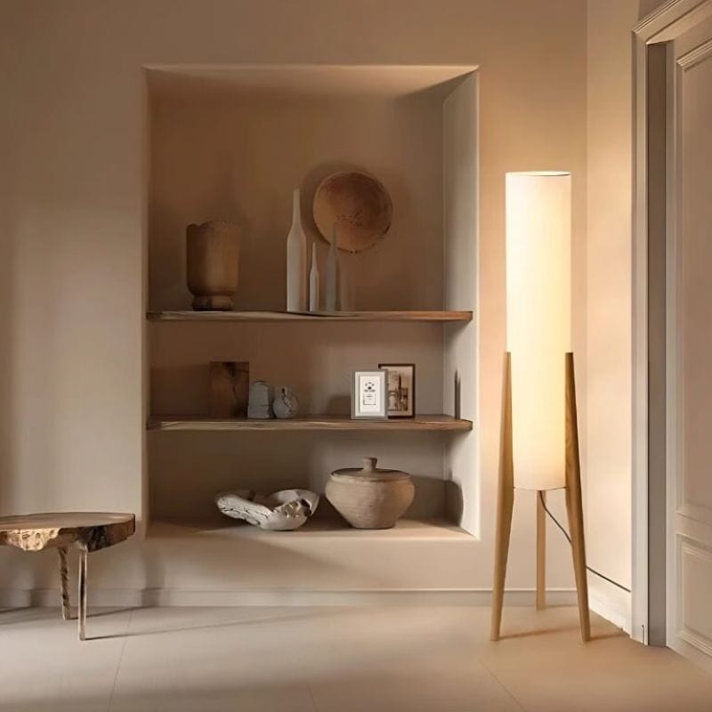 Modern Nordic Solid Wood Floor Lamp with Fabric Shade Norenza