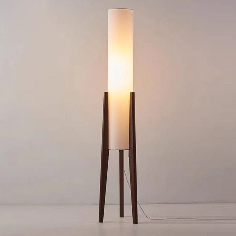 Modern Nordic Solid Wood Floor Lamp with Fabric Shade Walnut Norenza