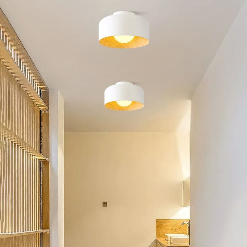Modern Nordic Walnut Wood Textured LED Ceiling Light for Bedroom, Living Room, Kitchen Norenza