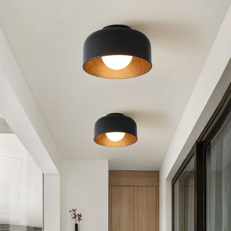 Modern Nordic Walnut Wood Textured LED Ceiling Light for Bedroom, Living Room, Kitchen Norenza
