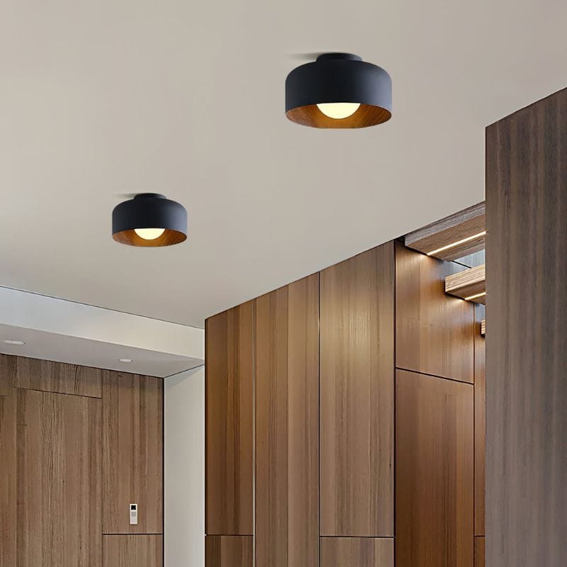 Modern Nordic Walnut Wood Textured LED Ceiling Light for Bedroom, Living Room, Kitchen Norenza