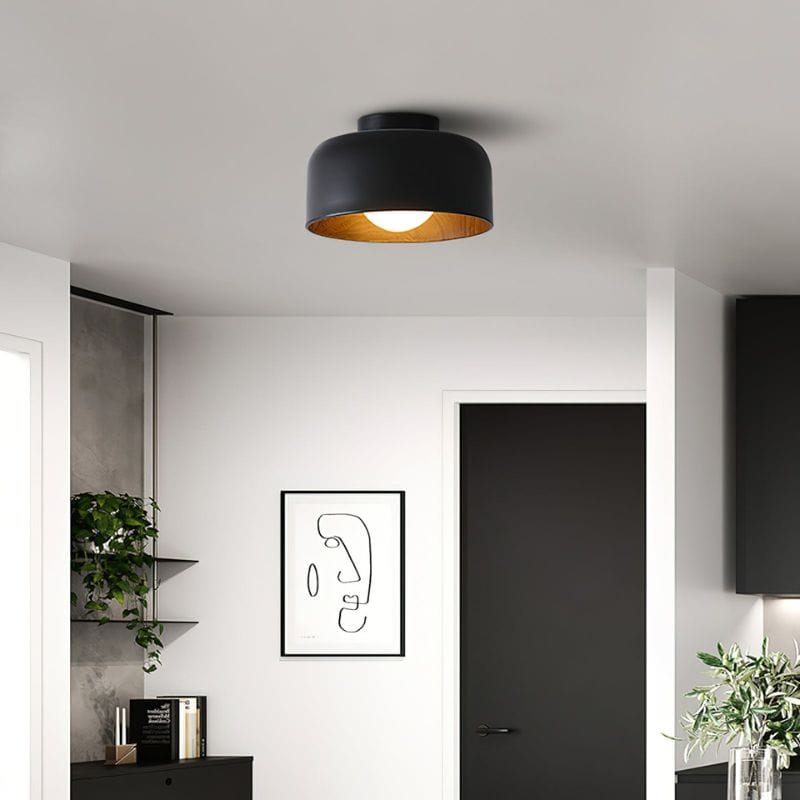 Modern Nordic Walnut Wood Textured LED Ceiling Light for Bedroom, Living Room, Kitchen Norenza