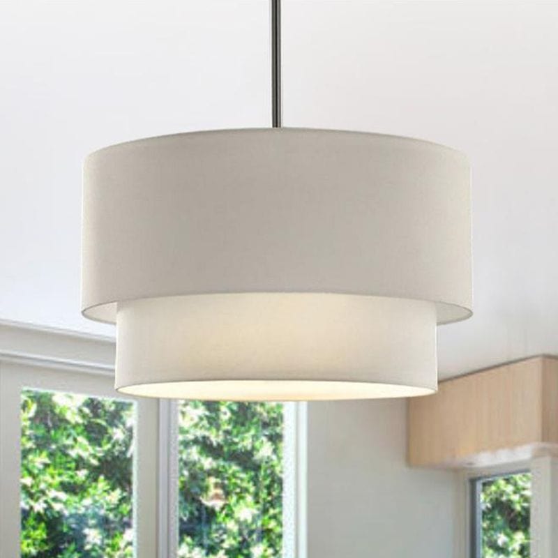 Modern Pastoral Linen Fabric Pendant Light White Norenza