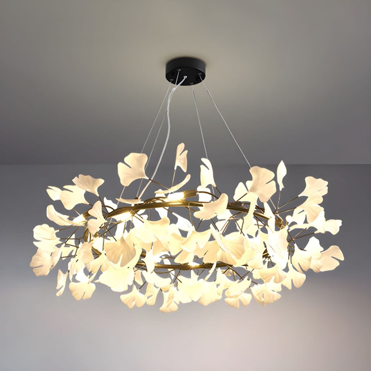 Modern Round Ginkgo Leaf LED Chandelier for Kitchen, Living Room, Dining Room, and Bedroom Norenza