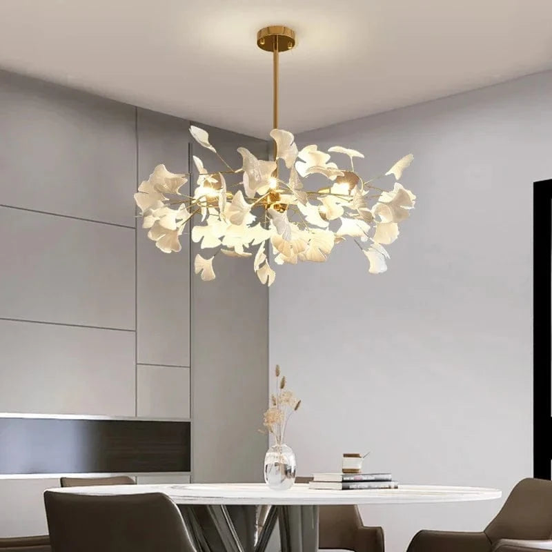 Modern Round Ginkgo Leaf LED Chandelier for Kitchen, Living Room, Dining Room, and Bedroom Norenza