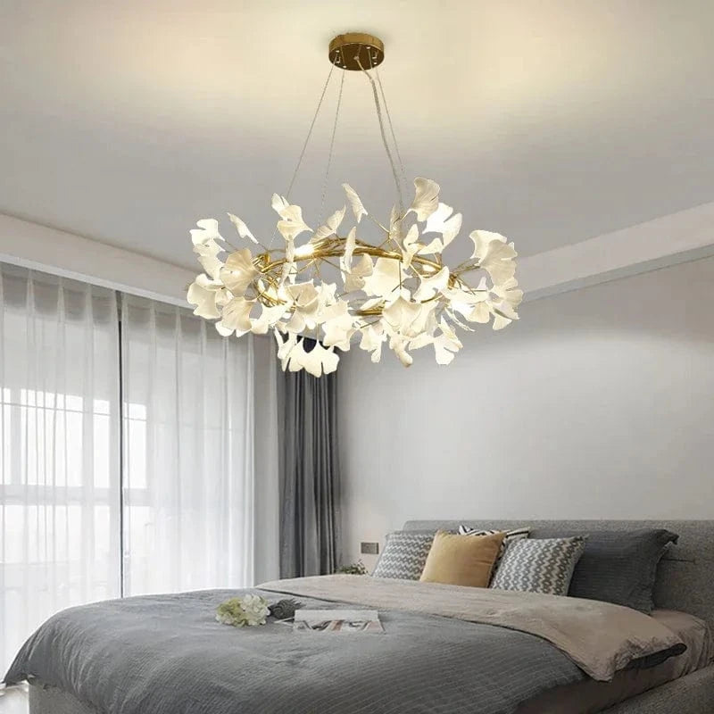 Modern Round Ginkgo Leaf LED Chandelier for Kitchen, Living Room, Dining Room, and Bedroom Norenza