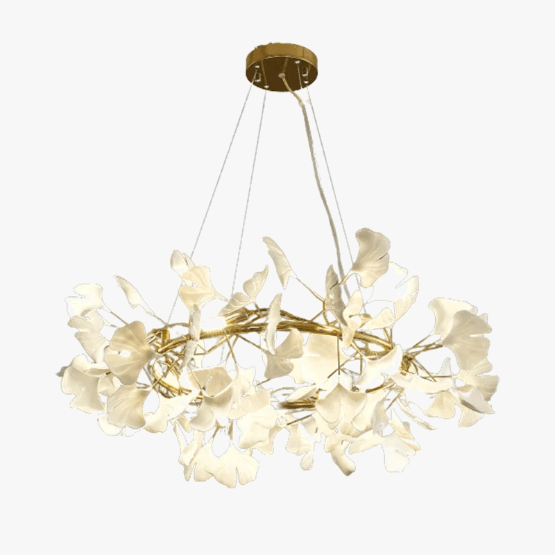 Modern Round Ginkgo Leaf LED Chandelier for Kitchen, Living Room, Dining Room, and Bedroom Norenza