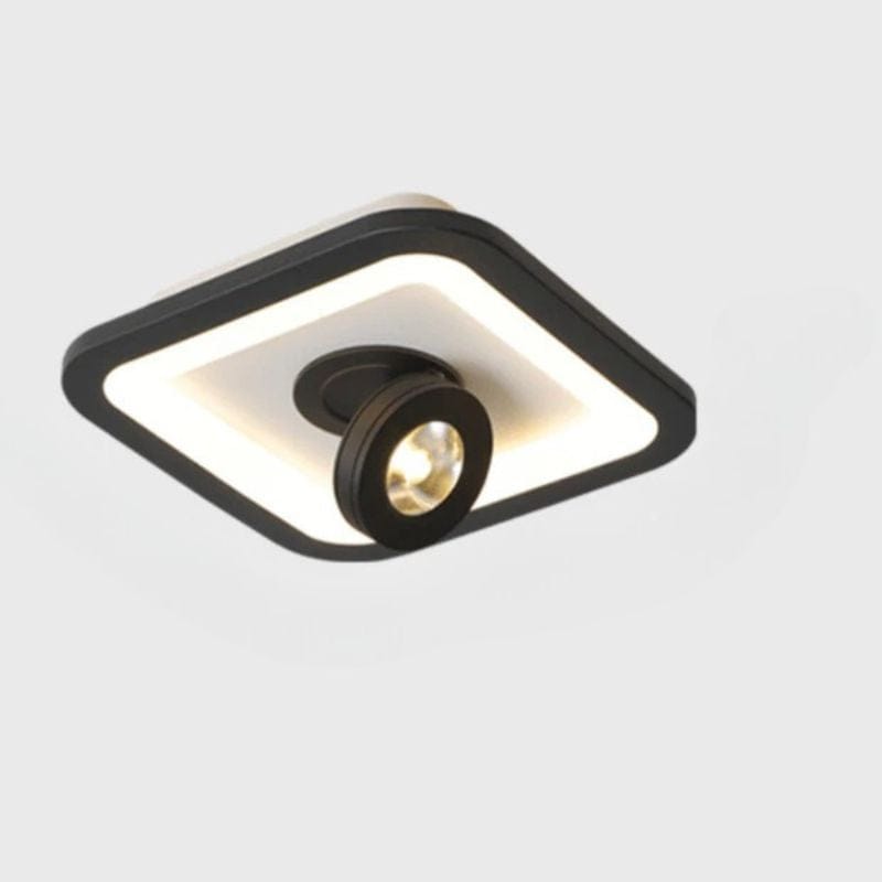 Modern Round LED Ceiling Light - Black Flush Mount Fixture Square Norenza