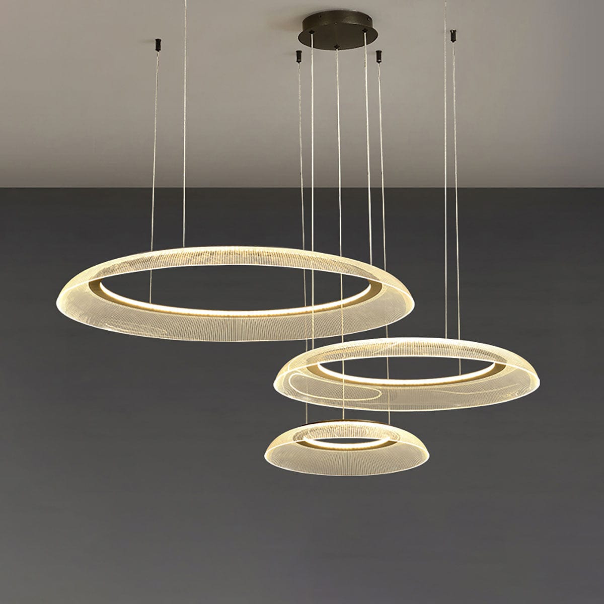Modern Round LED Ceiling Light for Elegant and Bright Interiors 3 Rings – 23.6 + 23.6 + 29.5 in Norenza