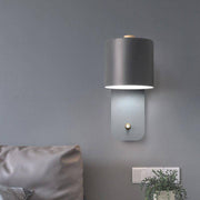 Modern Round LED Wall Sconce in Metal and Wood - Nordic Design Gray Norenza
