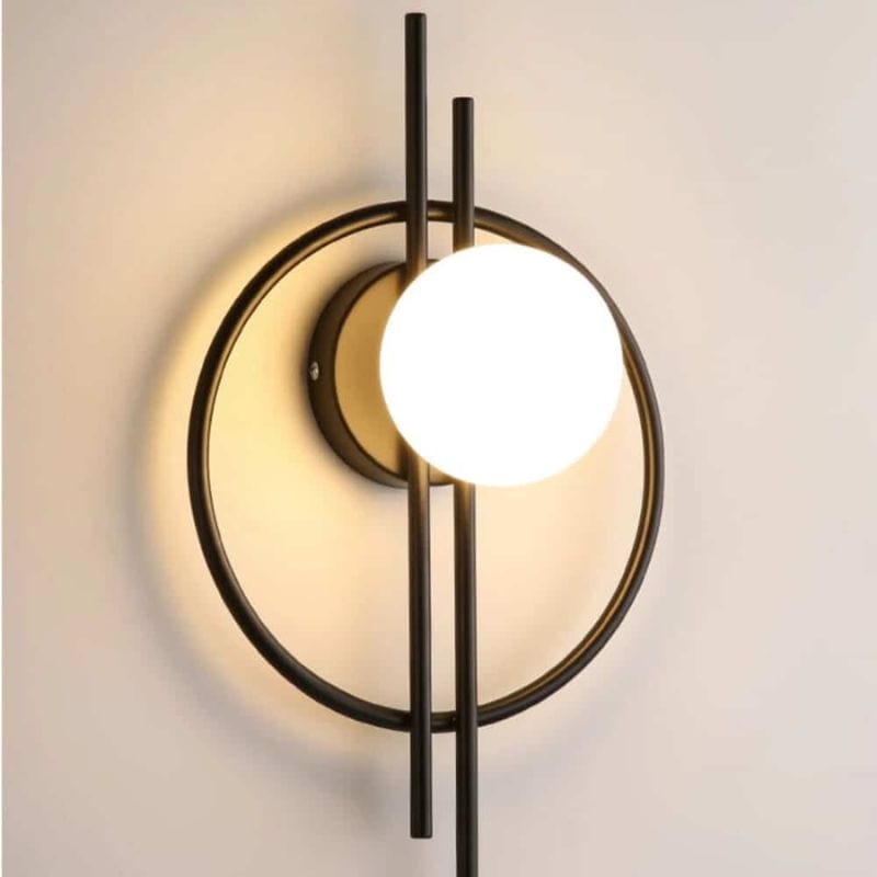 Modern Round Metal Wall Sconce Harlow Black Norenza