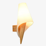 Modern Round Wood and Glass Wall Sconce Norenza