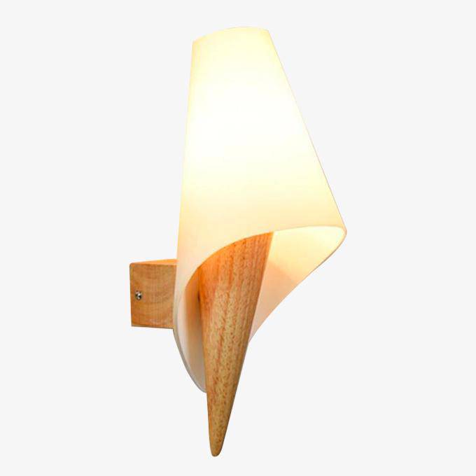 Modern Round Wood and Glass Wall Sconce Norenza