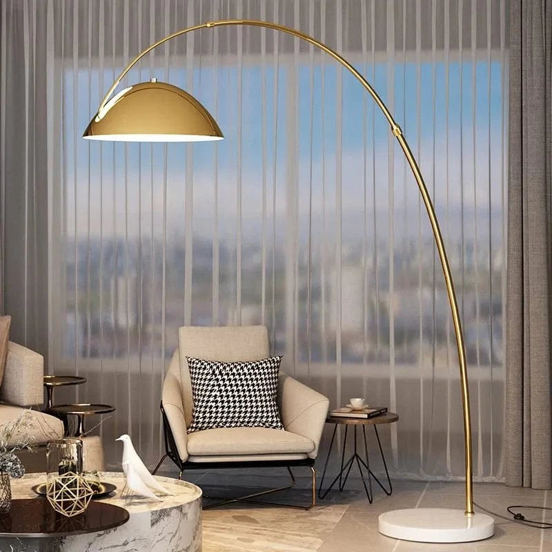 Modern Simple Arc Floor Lamp with Shade Gold Norenza