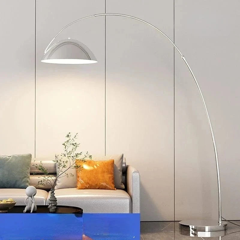 Modern Simple Arc Floor Lamp with Shade Silver Norenza
