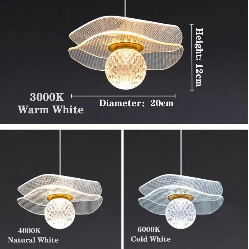 Custom LED Crystal Lotus Leaf Pendant Light