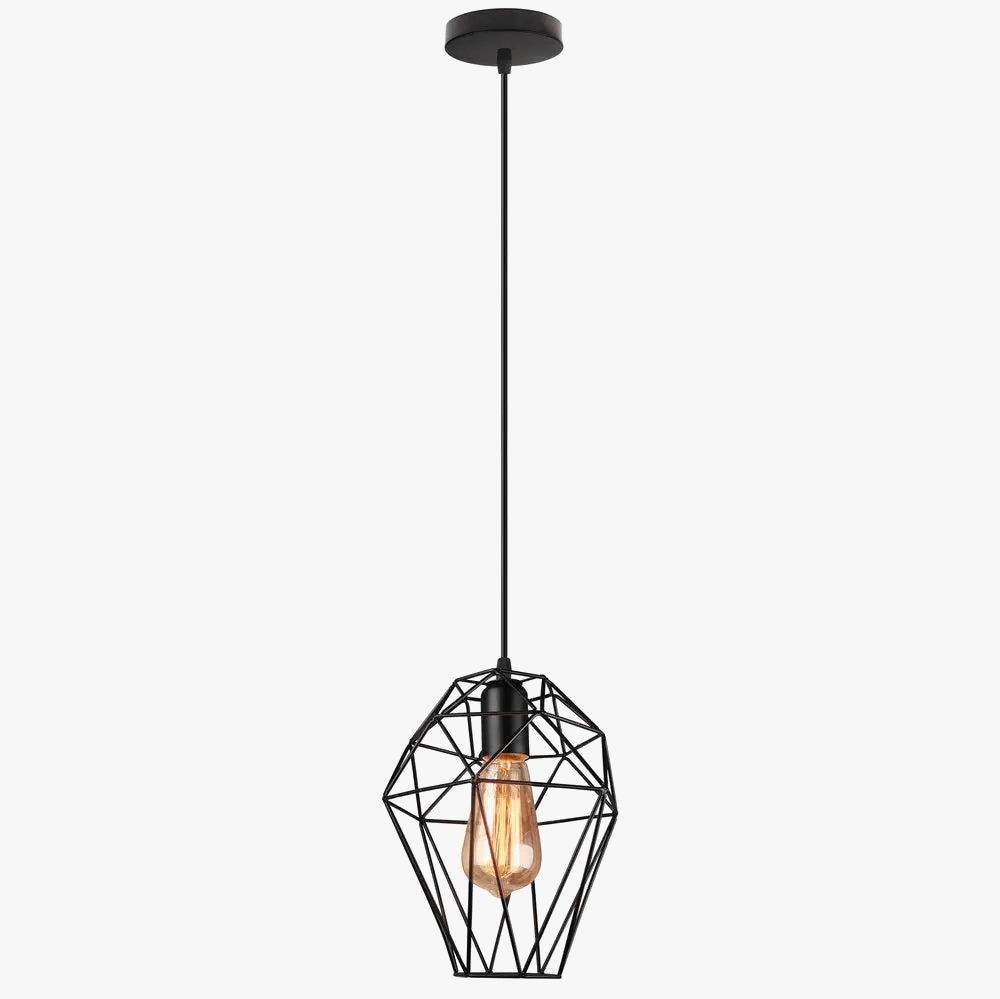 Modern Vintage Birdcage Diamond Pendant Light Black Norenza