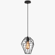Modern Vintage Birdcage Diamond Pendant Light Black Norenza