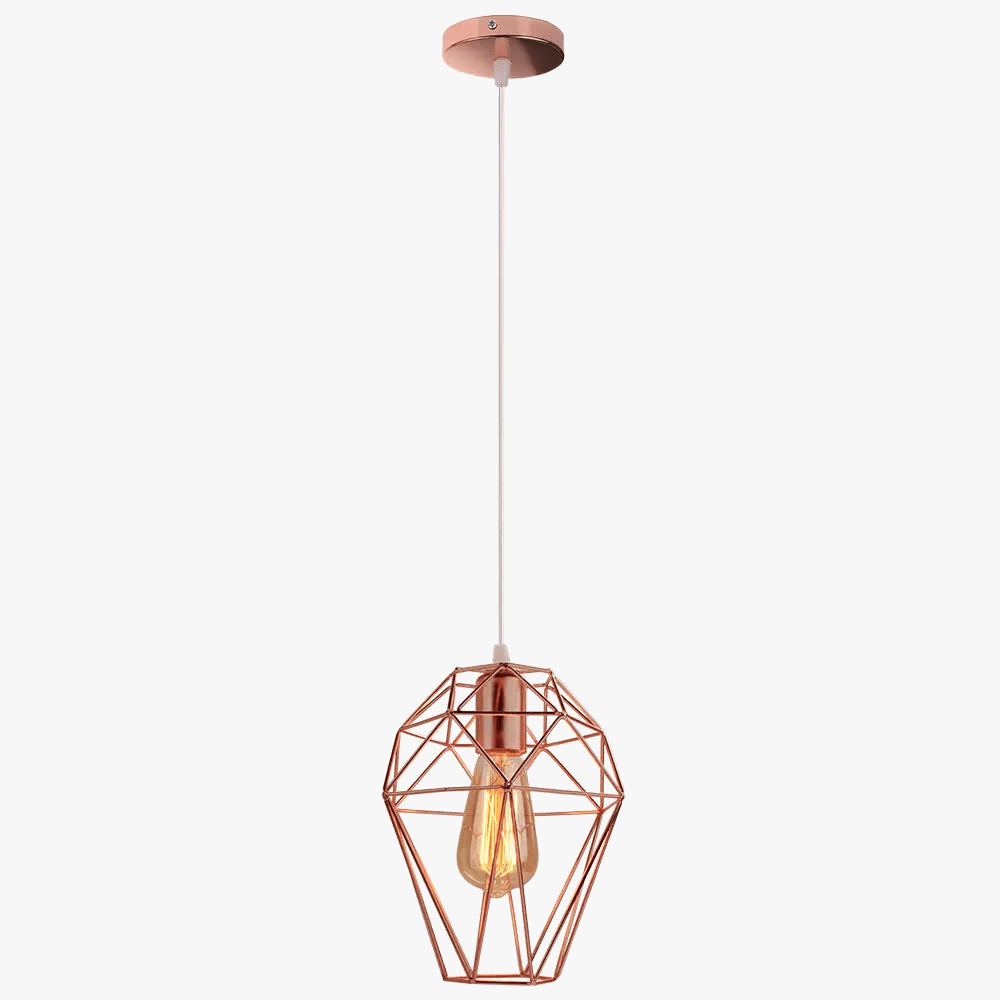 Modern Vintage Birdcage Diamond Pendant Light Rose gold Norenza