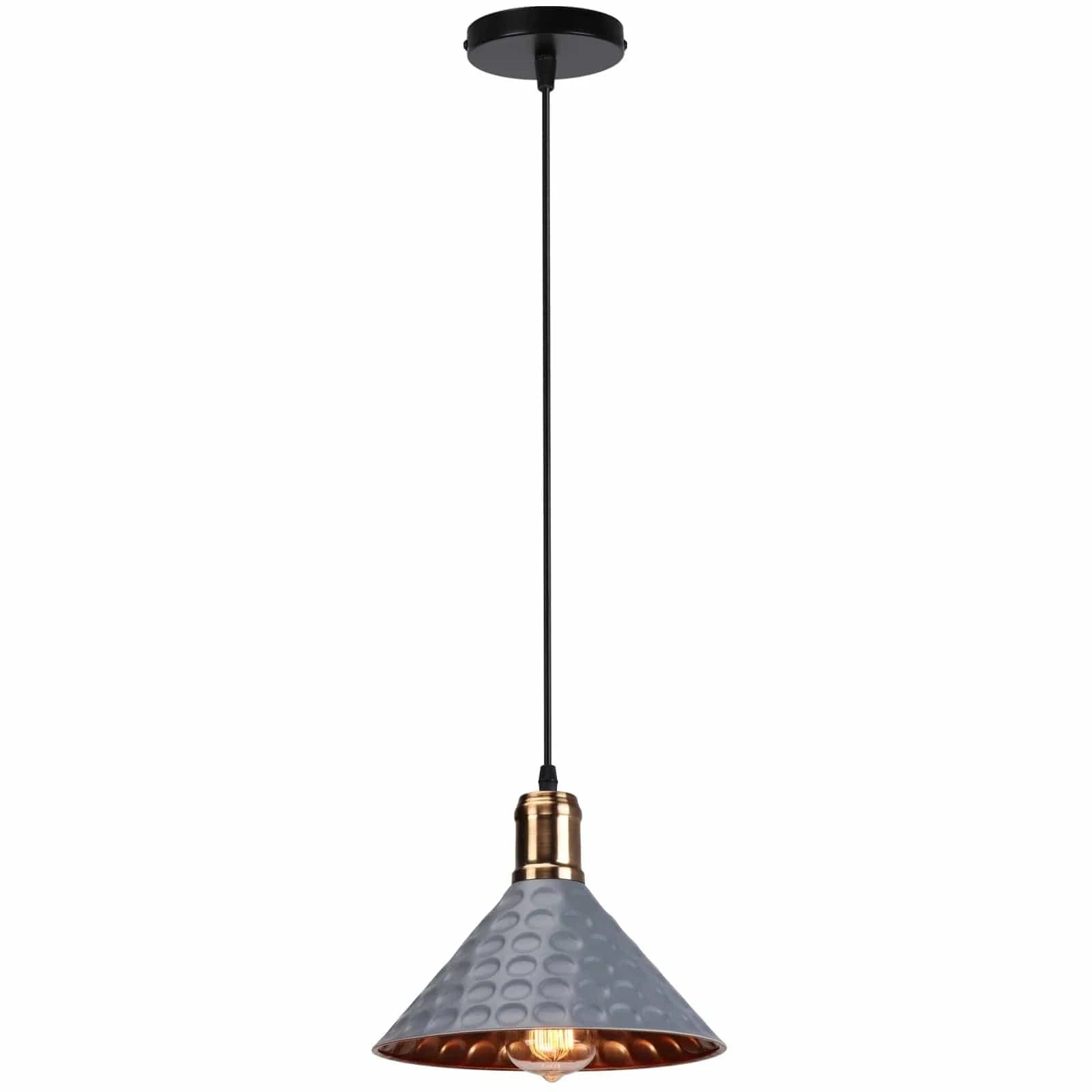 Modern Vintage LED Metal Cone Shade Ceiling Light Gray Norenza