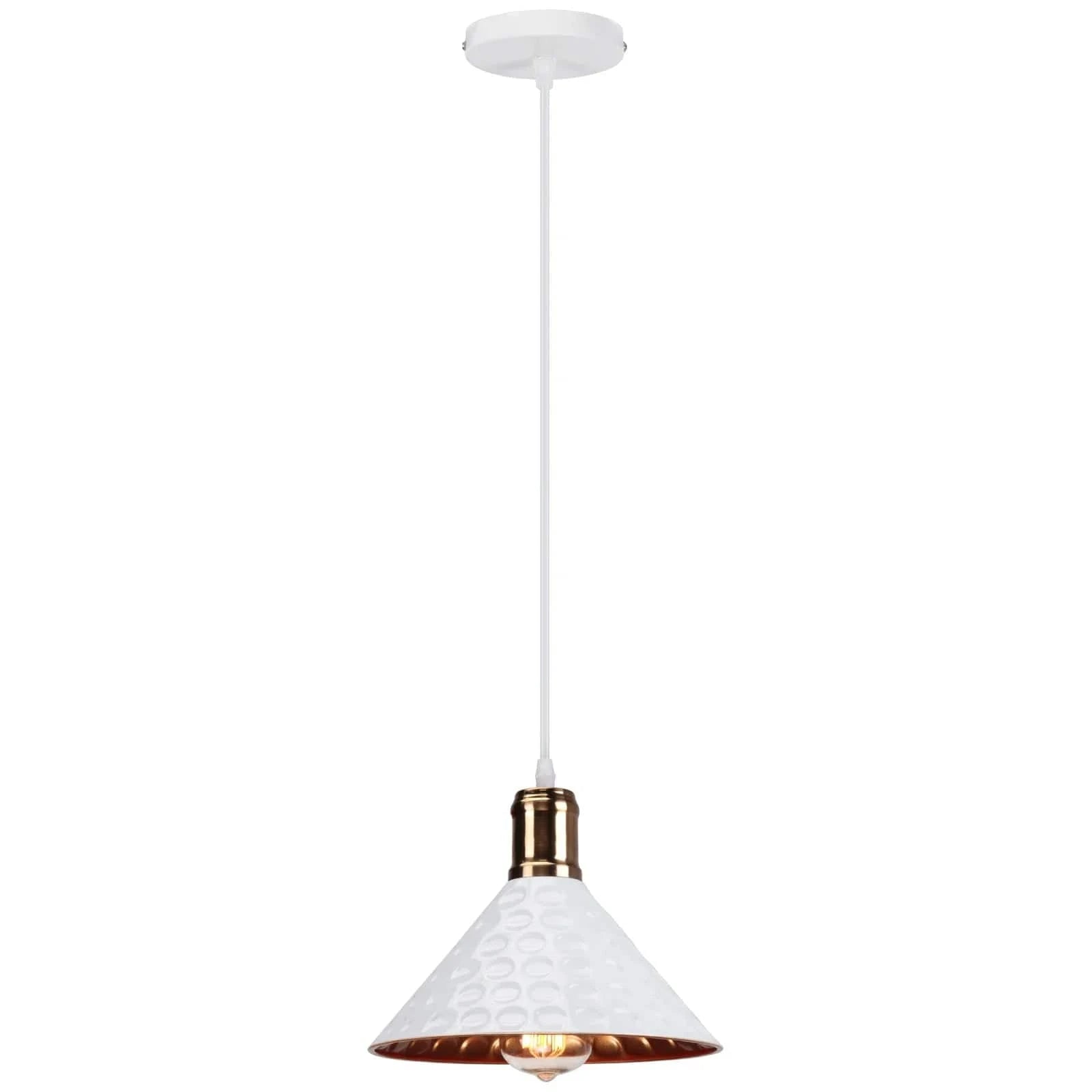 Modern Vintage LED Metal Cone Shade Ceiling Light White Norenza