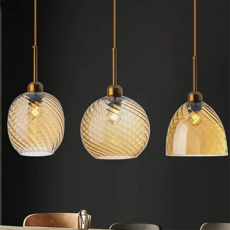 Modern Water Grain Glass LED Pendant Light for Home Decor Norenza