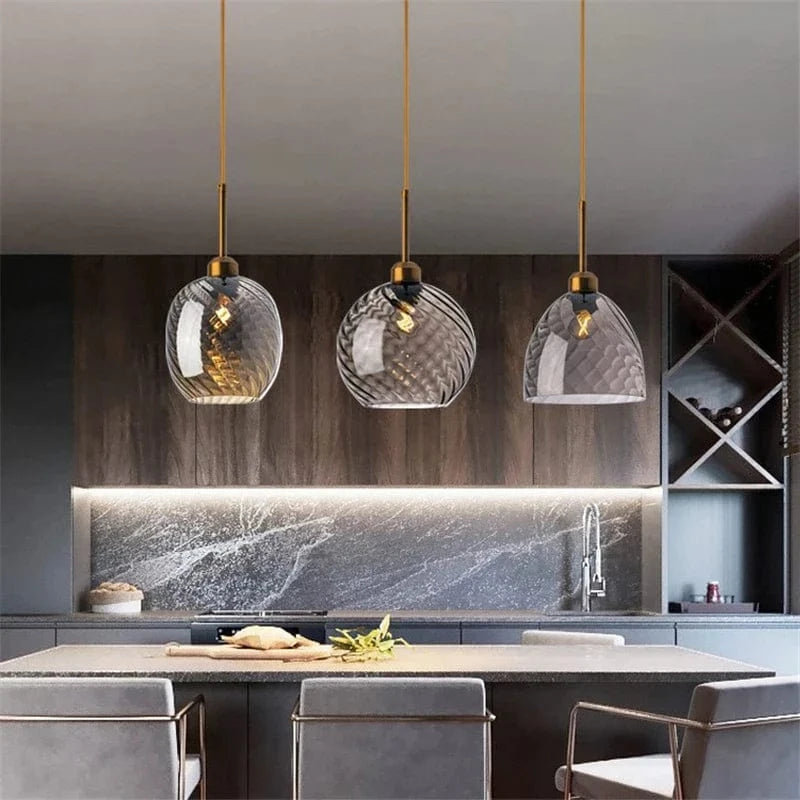 Modern Water Grain Glass LED Pendant Light for Home Decor Norenza