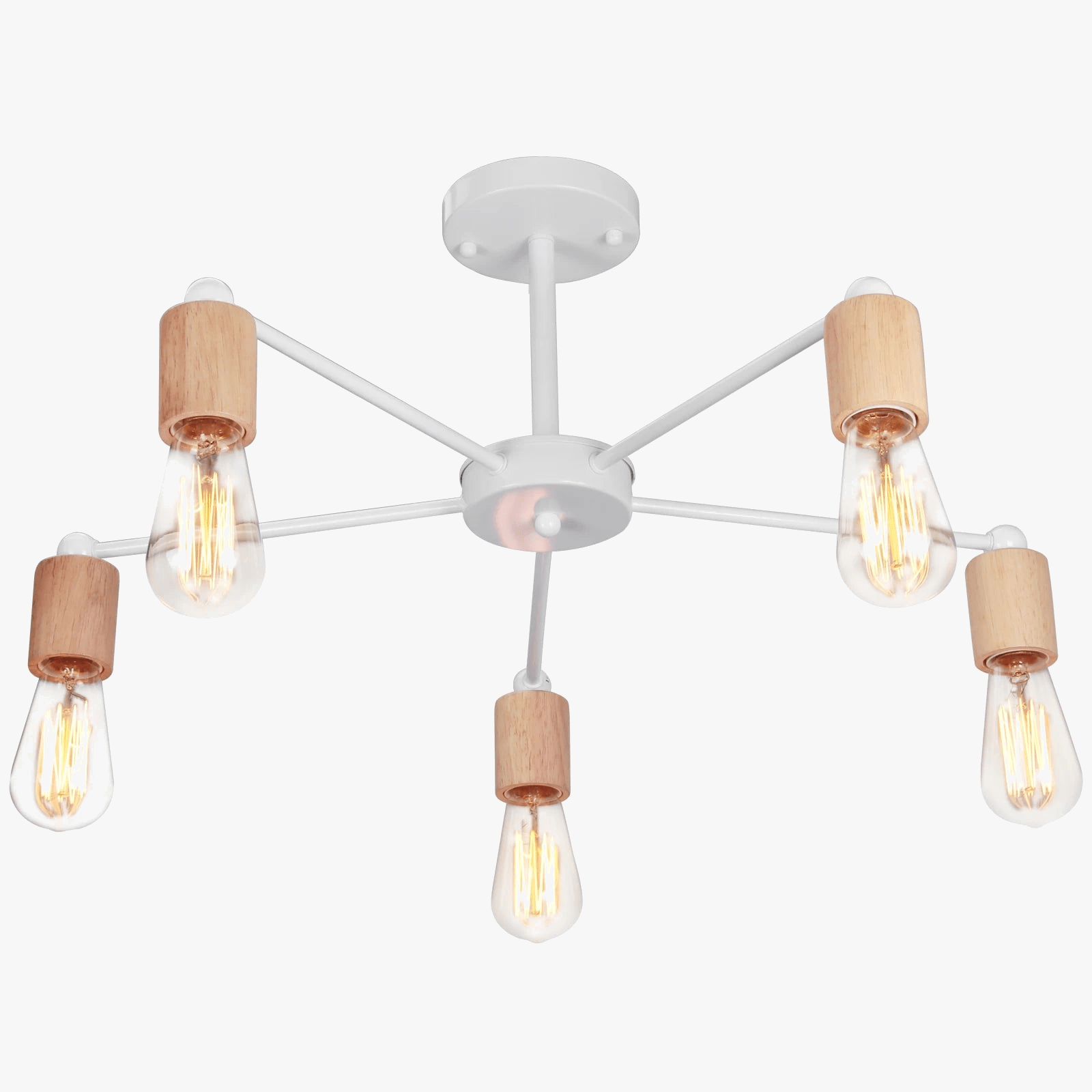 Modern Wood and Iron Sputnik Industrial Chandelier White / 5 lights Norenza