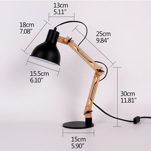 Modern Wooden Adjustable Desk Lamp Vaz Norenza