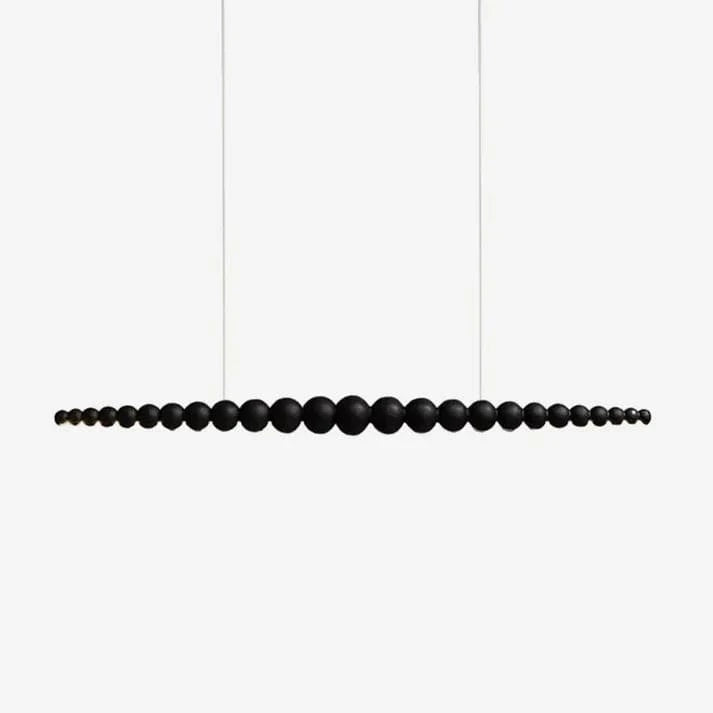 Modern Wooden Bead LED Linear Pendant Lights with Remote Control for Kitchen Island, Dining Room, Living Room, and Office Black Norenza