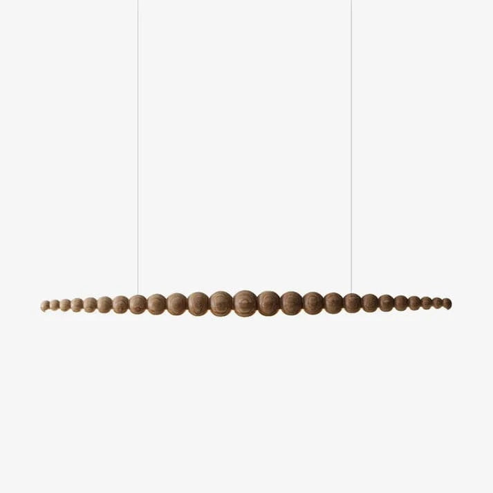 Modern Wooden Bead LED Linear Pendant Lights with Remote Control for Kitchen Island, Dining Room, Living Room, and Office Natural Wood Norenza