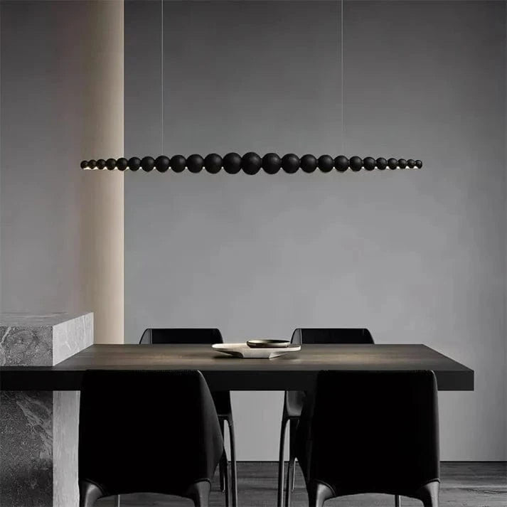 Modern Wooden Bead LED Linear Pendant Lights with Remote Control for Kitchen Island, Dining Room, Living Room, and Office Norenza